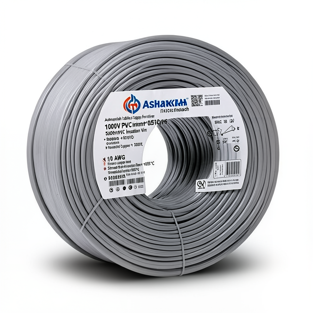 1/0 AWG 1C Stranded Tinned Copper Wire, 1000V PVC Insulation +105°C Gray, 500ft | Asharqiyah Cables Company for Industry