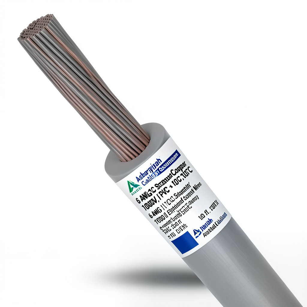 6 AWG 1C Stranded Copper Electric Wire, 1000V, PVC +105°C Gray, 500 ft | Asharqiyah Cables Company for Industry