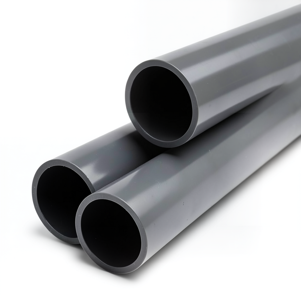 UPVC Plastic Pipe PN 15 Bar Size 2 1/2 inch Thickness 5.5 mm Dark Gray