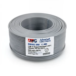 2 AWG 1C Stranded Copper Electrical Wire, 1000Volts, PVC Insulated (+105°C) Gray, 500ft Length | Asharqiyah Cables Company for Industry