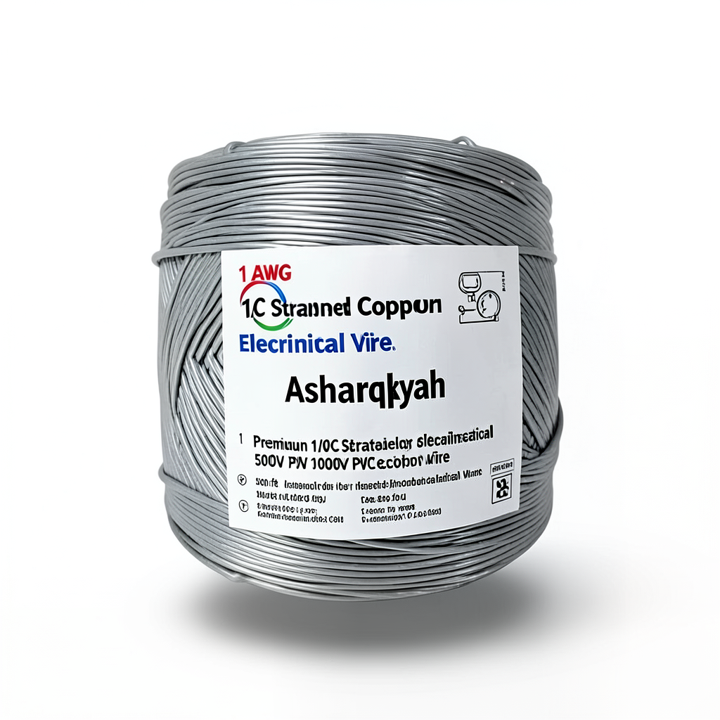 لفة سلك كهرباء مفرد 1/0 AWG نحاس مجدول 1000 فولت عزل PVC رمادي 500 قدم | شركة كابلات الشرقية للصناعة
