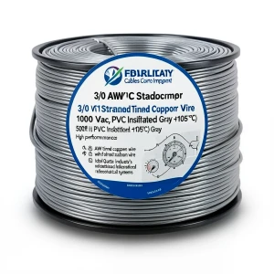 سلك مفرد نحاس مجدول 3/0 AWG مطلي قصدير، معزول PVC +105°C، رمادي، 500 قدم | شركة كابلات الشرقية للصناعة
