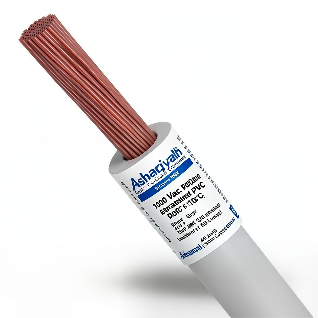 4/0 AWG 1C Stranded Copper Electric Wire, 1000 Vac, PVC Insulated (+105°C) Gray, 500 feet Length | Asharqiyah Cables Company for Industry