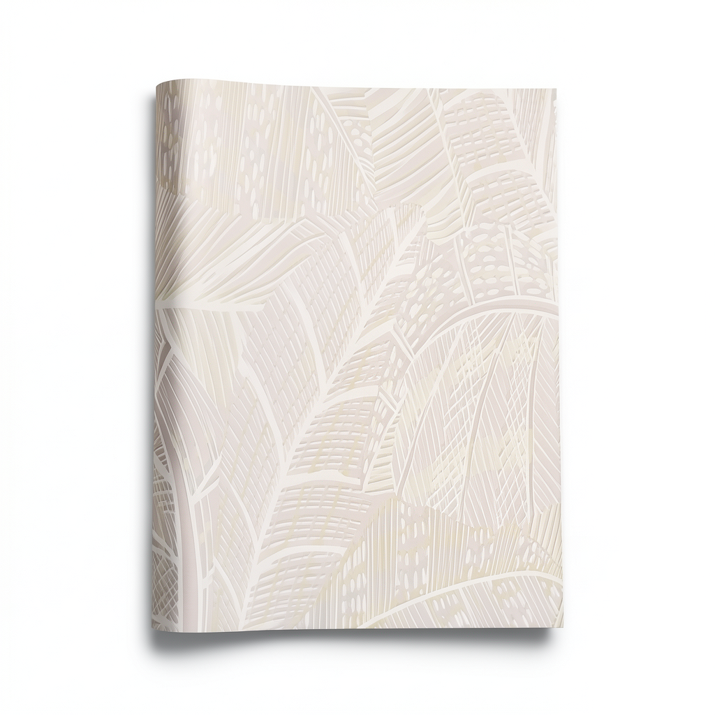 Leaf Patterned Wallpaper Pale Beige 10 m x 0.53 m, Model 221312