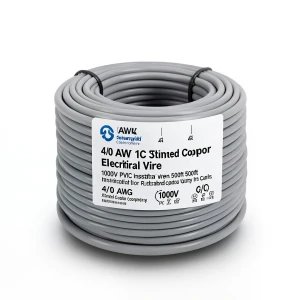 لفة سلك كهرباء مفرد نحاس مجدول 4/0 AWG مطلي قصدير 1000 فولت عزل PVC رمادي 500 قدم | شركة كابلات الشرقية للصناعة