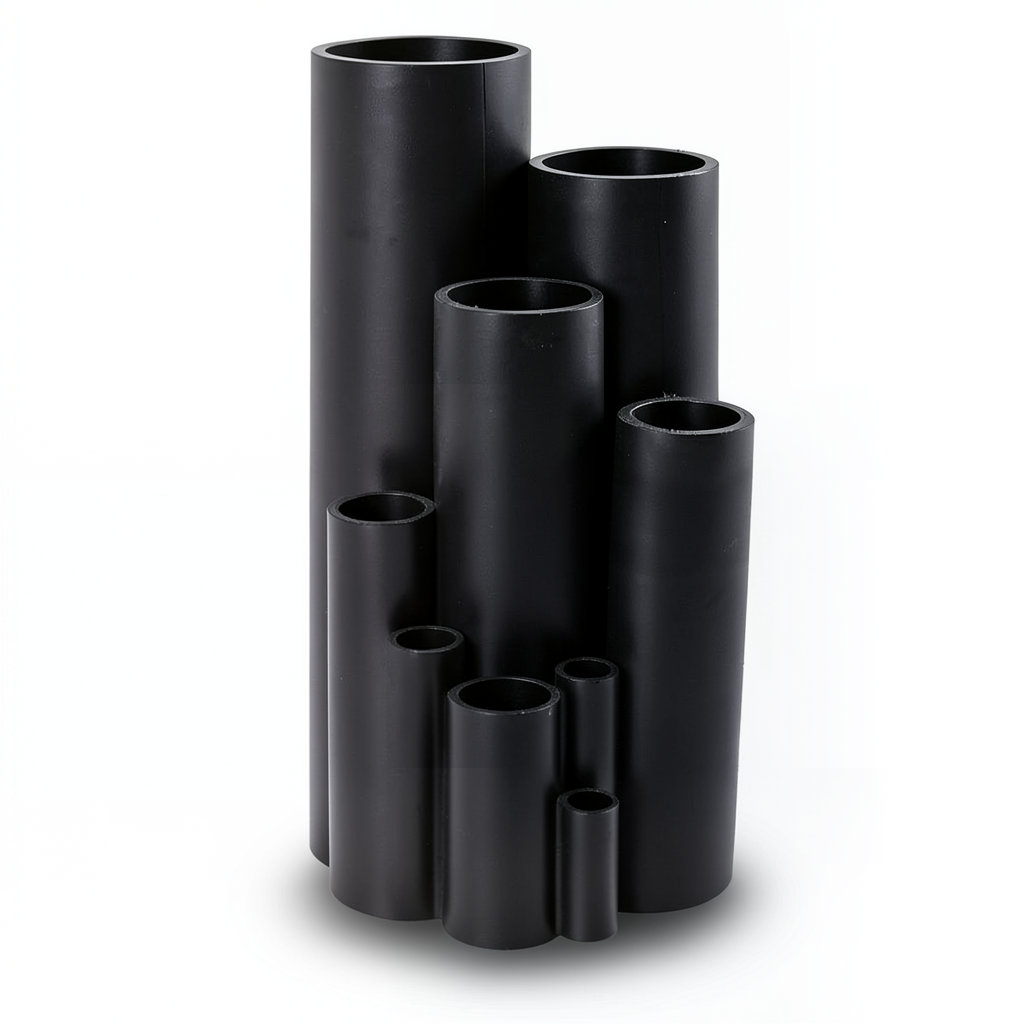 High Density Polyethylene Pipe Pressure 20 Bar PE 100 Size 110 mm Thickness 13.7 mm Black