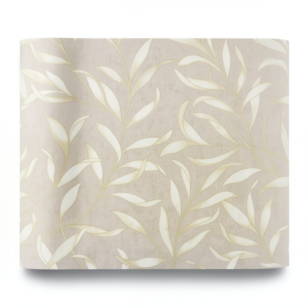 Leaf Patterned Wallpaper 10 m x 0.53 m Beige, Model 221322