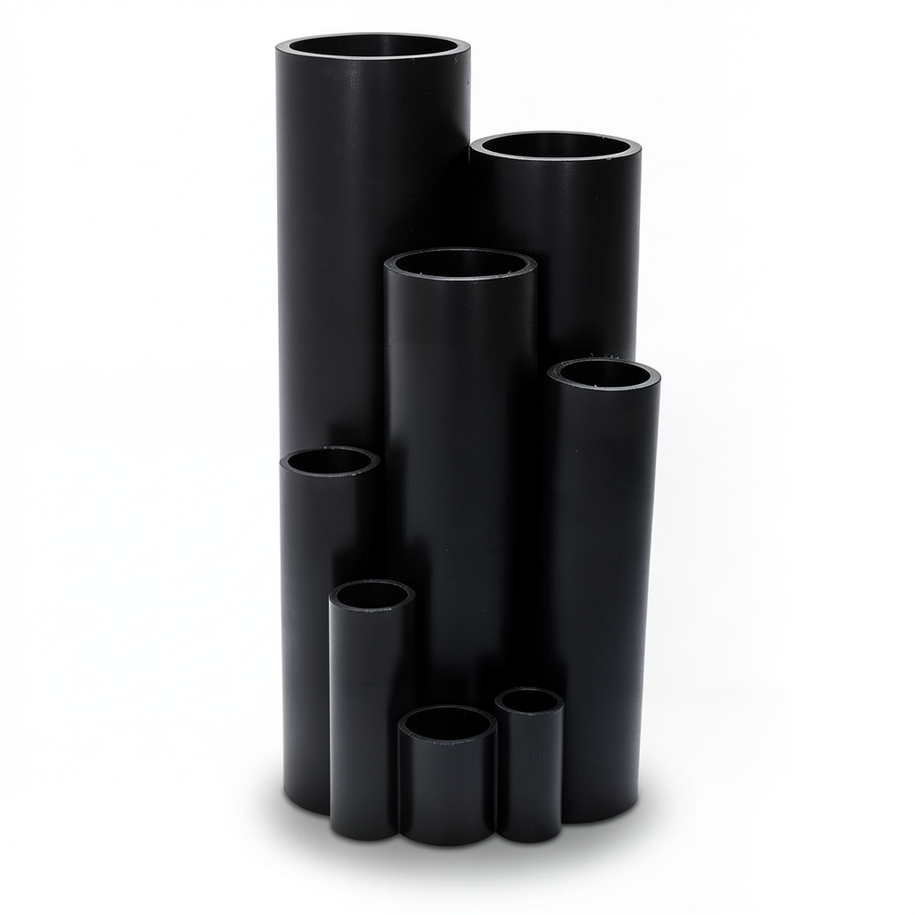 أنابيب بلاستيك HDPE ضغط 16 بار PE 100 مقاس 16 مم سمك 1.9 مم لون أسود