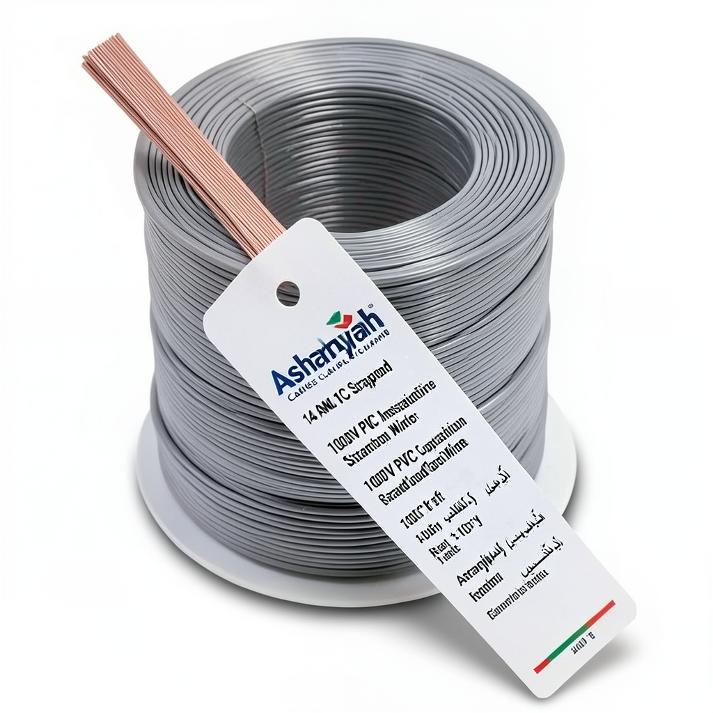 14 AWG 1C Stranded Copper Wire 1000V PVC Insulation +105°C Gray 2500 ft | Asharqiyah Cables Company for Industry