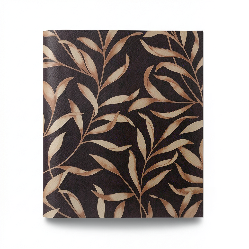 Leaf Patterned Wallpaper 10 m x 0.53 m Dark Brown