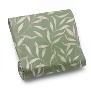 Leaf Patterned Wallpaper 10 m x 0.53 m Green, Model 221324