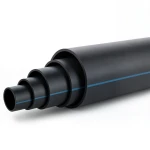 مواسير HDPE بولي ايثيلين ضغط اسمي 12.5 بار، قطر خارجي 180 مم، SDR 11، لون أسود