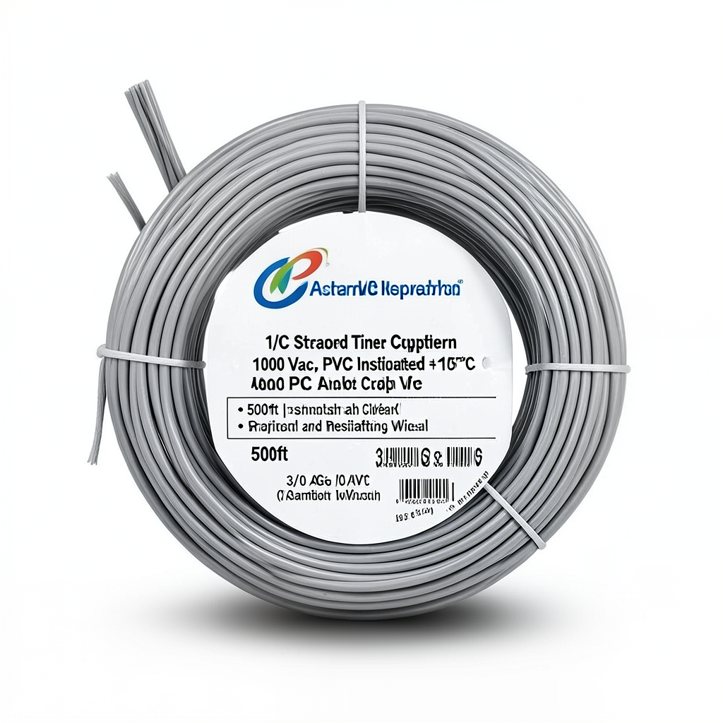سلك مفرد نحاس مجدول 3/0 AWG مطلي قصدير، معزول PVC +105°C، رمادي، 500 قدم | شركة كابلات الشرقية للصناعة