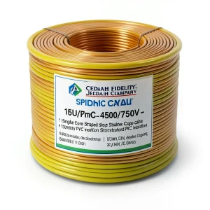 لفة سلك مفرد نحاس مجدول CU/PVC مقاس 150mm2، 450/750 فولت، لون أصفر | شركة كابلات جدة