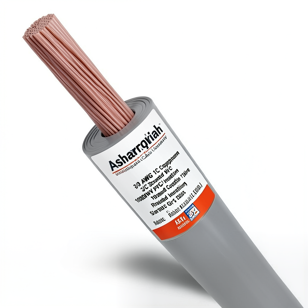3/0 AWG 1C Stranded Copper Wire 1000V PVC Insulation +105°C Gray 500ft | Asharqiyah Cables Company for Industry