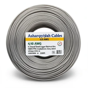 لفة سلك كهرباء مفرد نحاس مجدول 4/0 AWG مطلي قصدير 1000 فولت عزل PVC رمادي 500 قدم | شركة كابلات الشرقية للصناعة