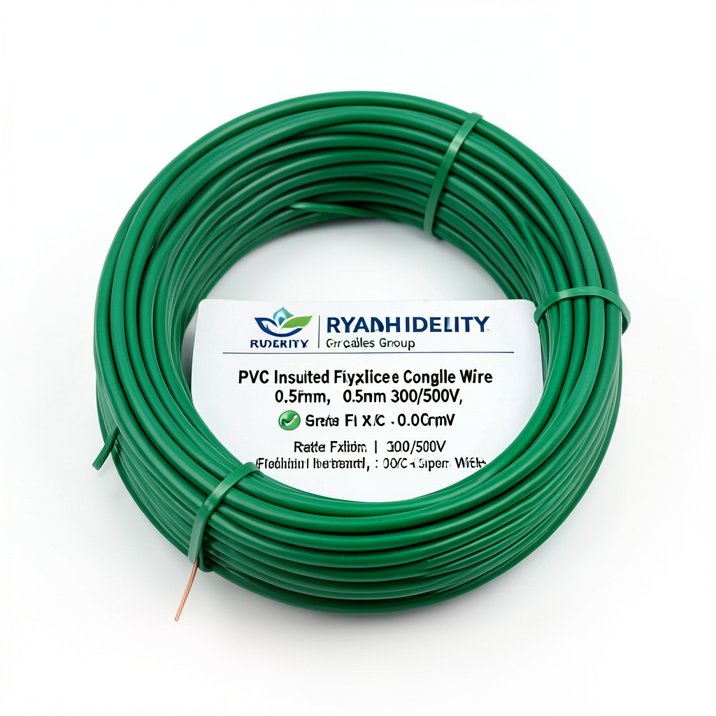 PVC Insulated Flexible Copper Single Wire 0.5mm, 300/500V, Green | Riyadh Cables Group