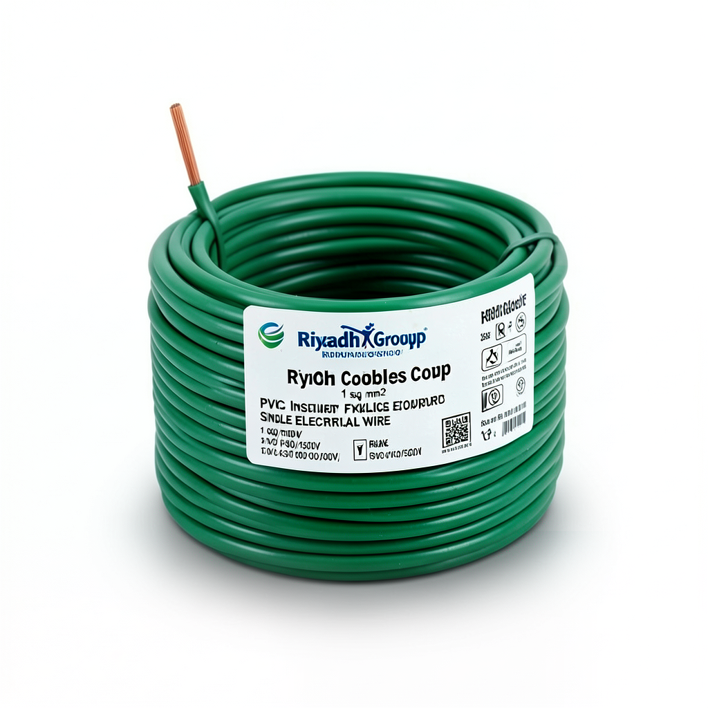 PVC Insulated Flexible Copper Single Electrical Wire 1 sq mm2, 300/500V, Green | Riyadh Cables Group