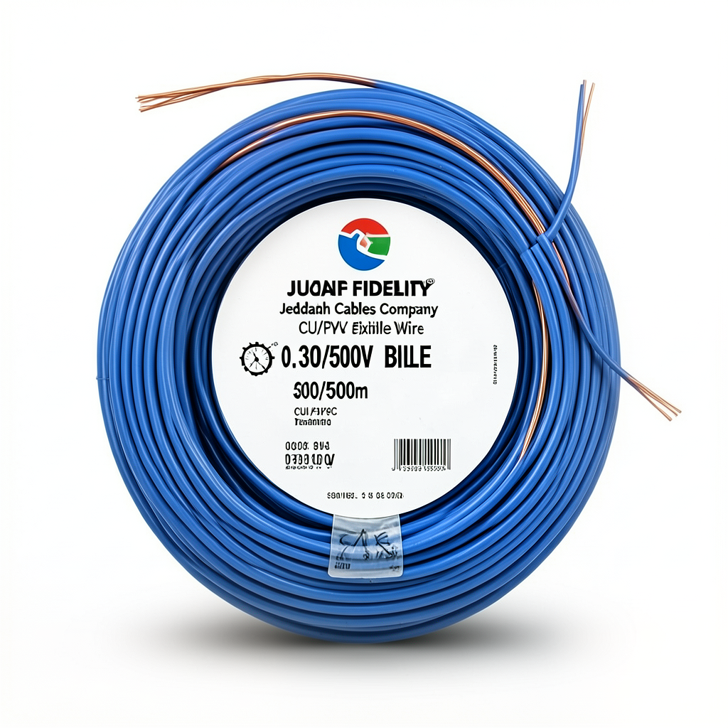 CU/PVC Flexible Wire 0.5mm, 300/500V, Blue | Jeddah Cables Company