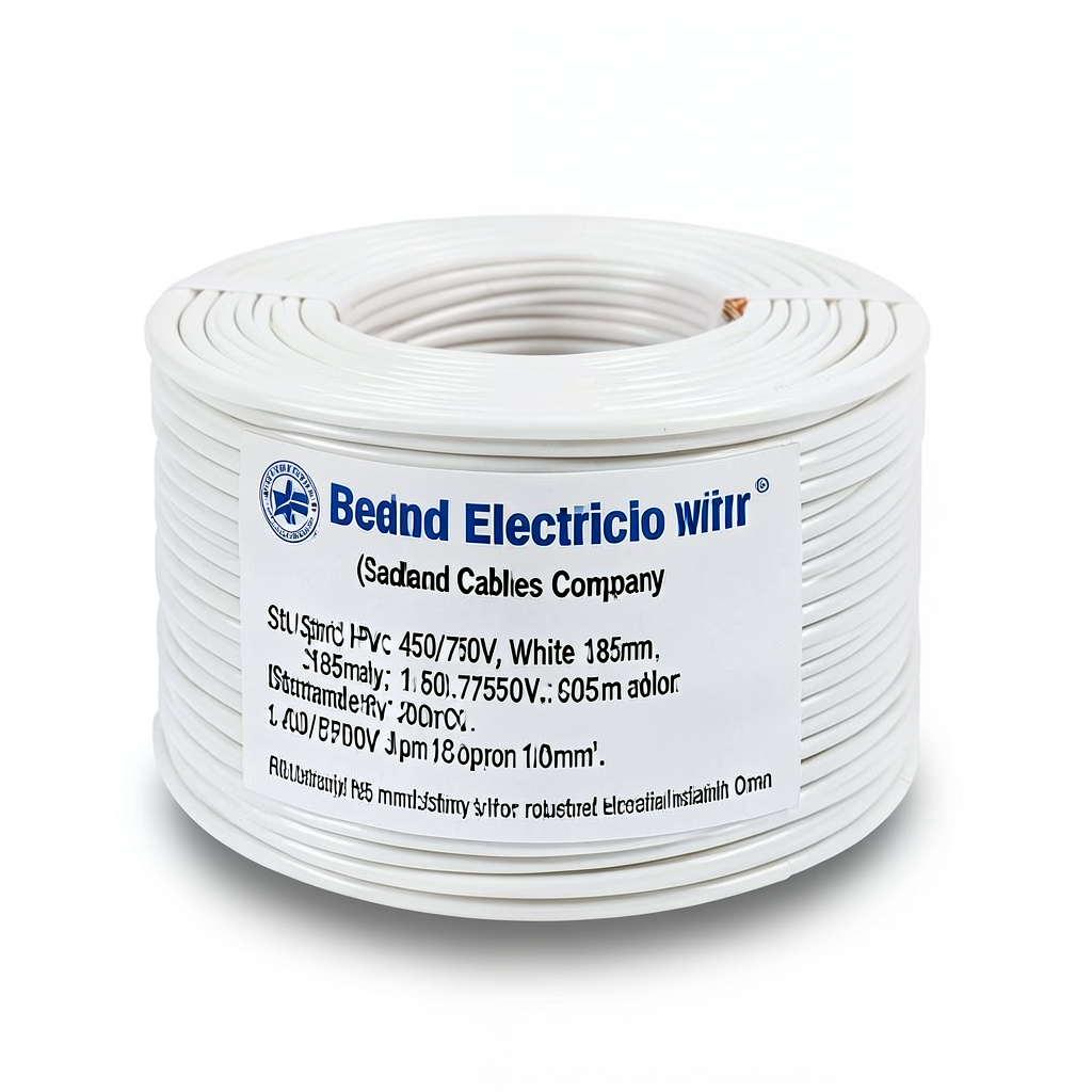 Stranded Electric Wire CU/PVC 185mm, 450/750V, White Color | Jeddah Cables Company