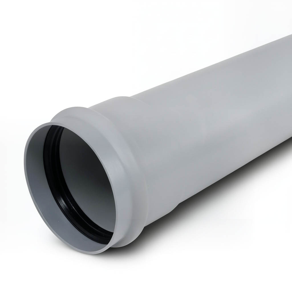 أنابيب UPVC ضغط PN 10 Bar كلاس 4، قطر خارجي 90 مم، سماكة 4.3 مم، لون رمادي