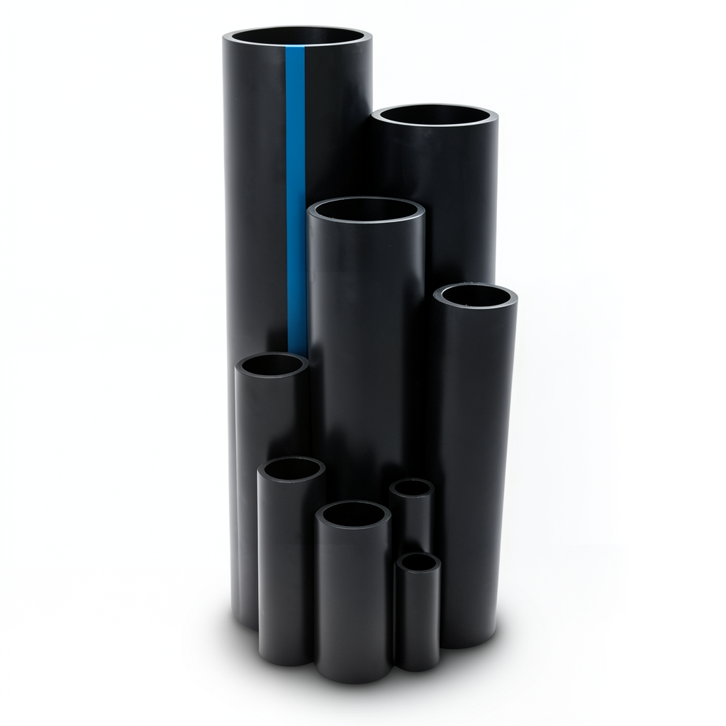انابيب HDPE ضغط 4 بار PE 100 مقاس 180 ملم سمك 5.0 ملم لون اسود