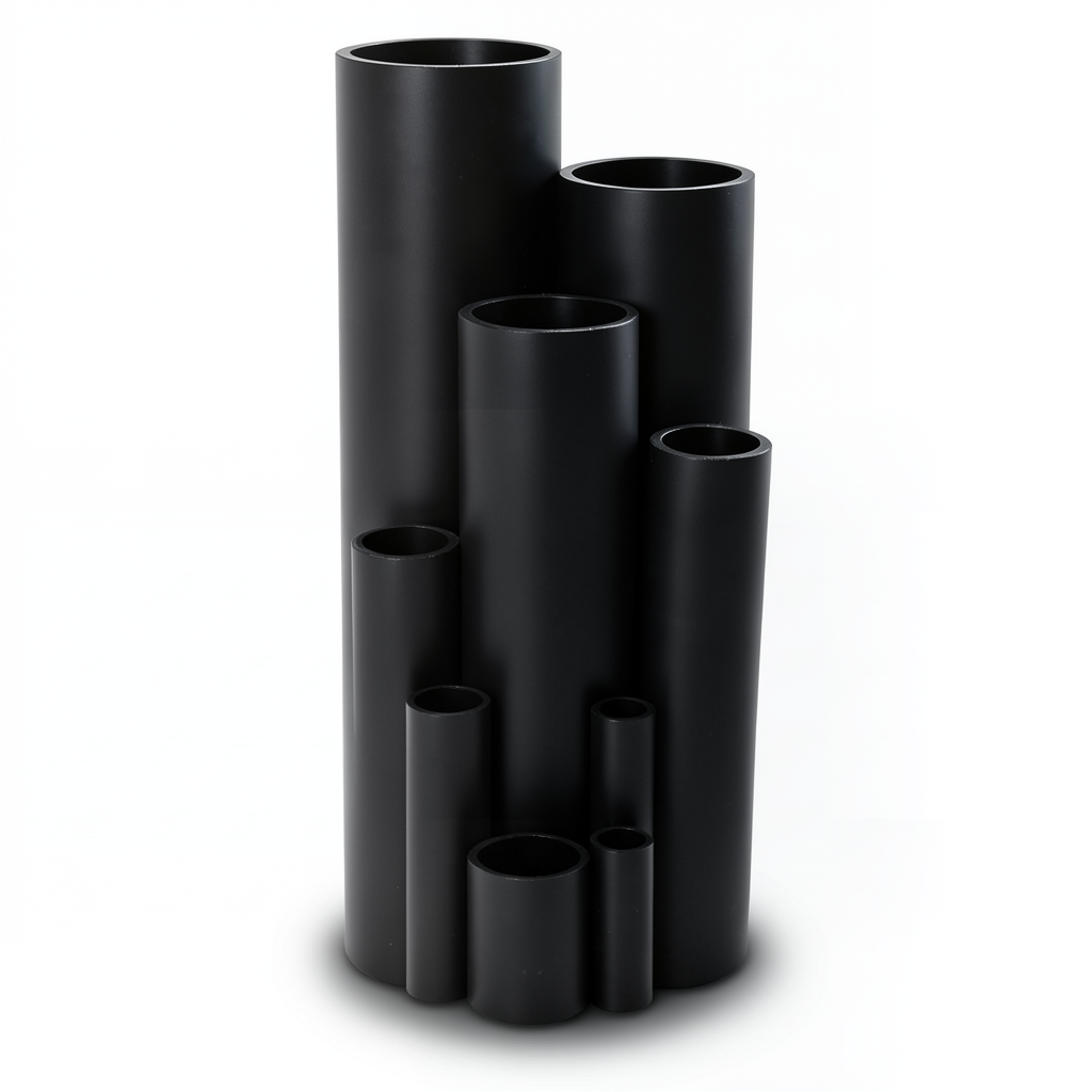 انابيب HDPE ضغط 4 بار PE 100 مقاس 500 ملم سماكة 13.7 ملم لون اسود
