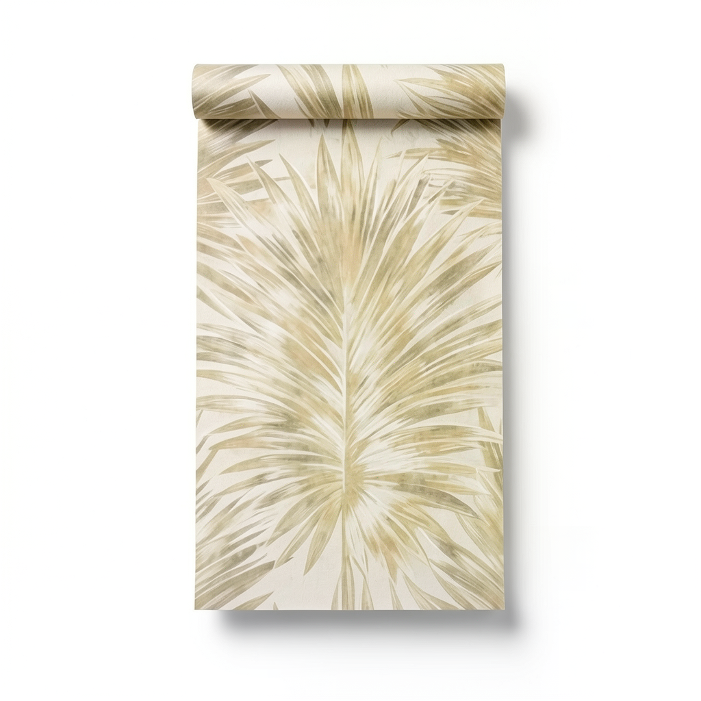 Wall Decoration Leaf-Patterned Design 10m x 0.53m Pale Beige