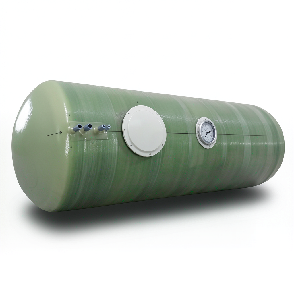 Water Tank Al-Kawthar Horizontal Fiber Glass 10000 Liter Capacity, Diameter 150 cm