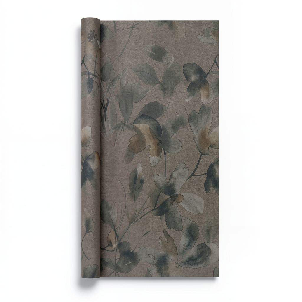 Italian Wallpaper Floral Design Dark Beige, Size 10mx1.06m, Model 72955