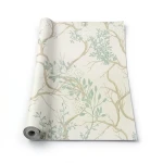 Italian Wallpaper Leaf-Patterned Design 10mx1.06m Light Beige