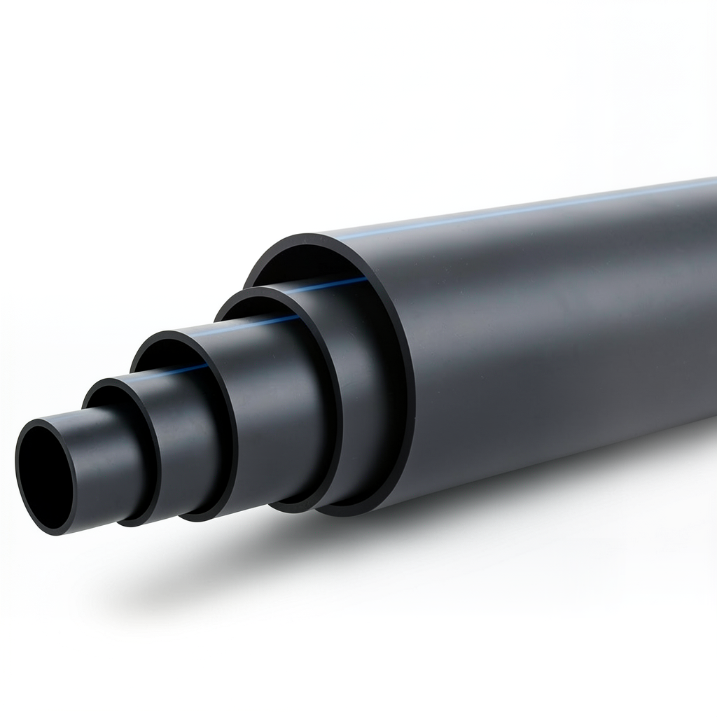 أنابيب HDPE ضغط PN 15.6 بار PE 100، قطر خارجي 400 مم SDR 9، لون أسود