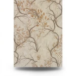 Italian Wallpaper Leaf-Patterned Design Brown Color, Size 10m x 1.06m