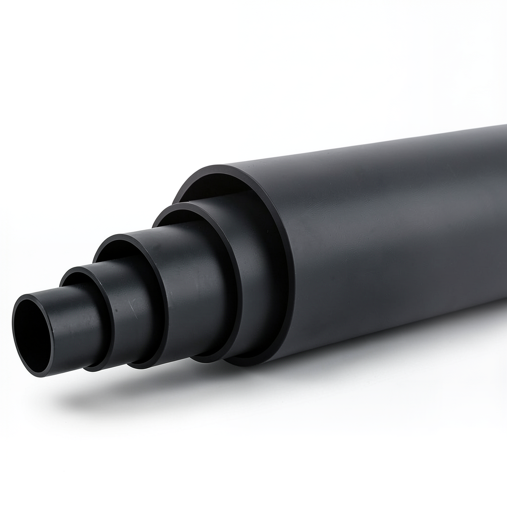 أنابيب HDPE ضغط اسمي 19.2 بار PE 100 قطر خارجي 225 مم SDR 7.4 أسود