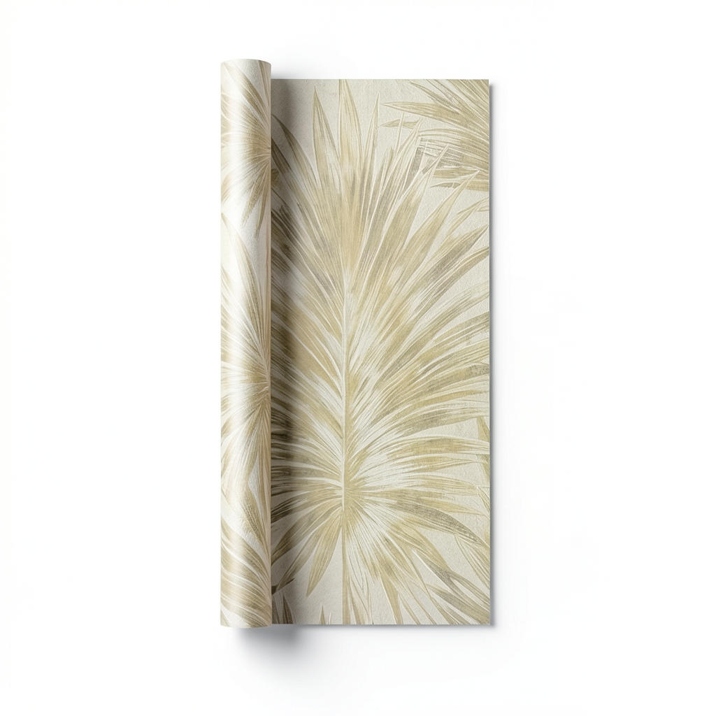 Wall Decoration Leaf-Patterned Design 10m x 0.53m Pale Beige