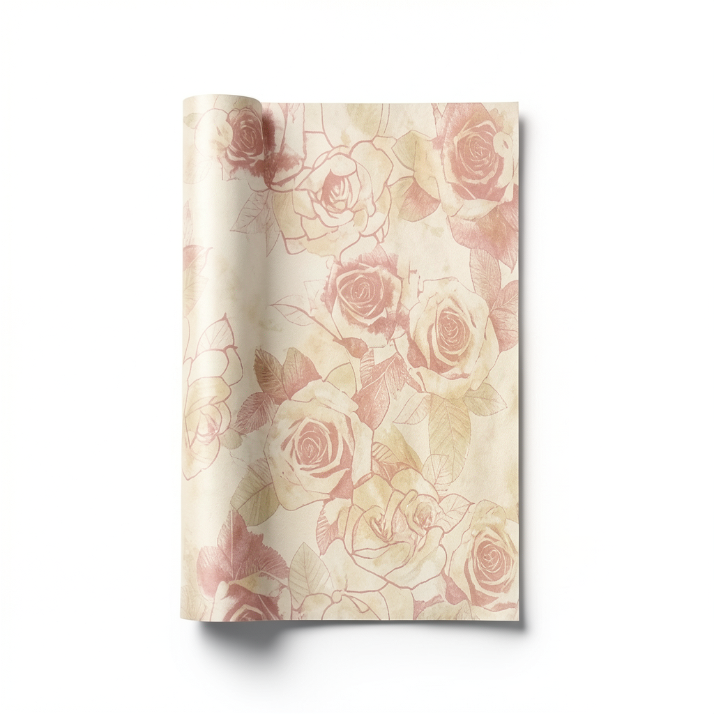 Wall Decoration Floral Design 10m x 0.53m Beige, Model ht71001