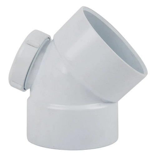 كوع UPVC زاوية 45° قطر 82 مم، طول 139 مم، لون رمادي | Cosmoplast Factory