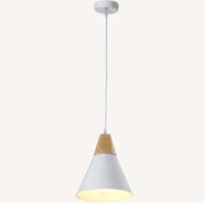Pendant Light Modern 24x24x29 cm, White | Wood Color | Abyat Company