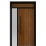Modern Made of Aluminum Exterior Door, Waterproof, Black and Brown, UAE Made, Model AL-74