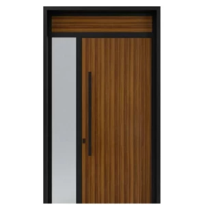 Modern Aluminum Exterior Door Waterproof Black and Brown, Customize Size | AL-74