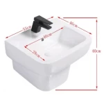 Ceramic Wall Mounted Hand Washbasin, Square Shape, White Color, Size 55x46x40 cm