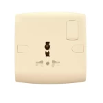 فيش دولى بمفتاح ثنائى القطب 13 أمبير  الفنار موديل ألف كلاسيك المقاس  7x7 اللون البيج
