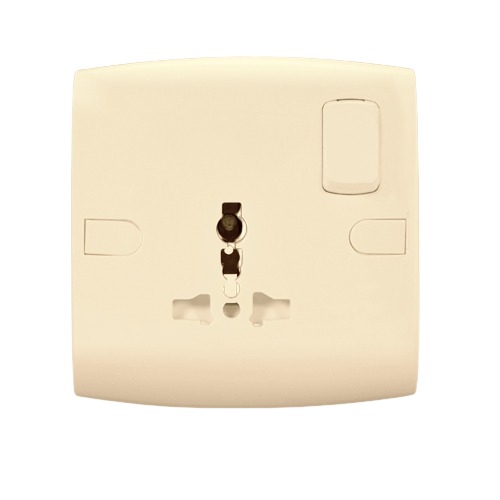 International Socket with Switch 2 Way 13 Amp 7x7 cm Beige | Al Fanar