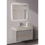 Modern Wooden Washbasin With Marble basin LED mirrors, Size 80×40 cm