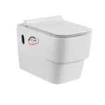 White Wall Hung Toilet, Square Modern Design