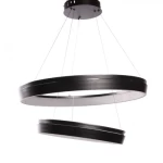 Hanging Ceiling LED Lamp, Diameter 63+43 cm, Adjustable Height 50-120 cm, Black color