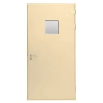Fire door SFFECO  galvanized steel   with square glass window Model SF/SD Single Door leaf size 1950×900   mm  Color Beige