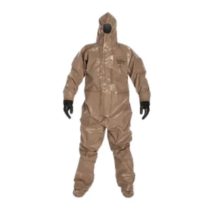 بدلة DuPont™ Tyvek® مقاومة للمواد الكيميائية مع غطاء رأس، مقاس L، لون بني، سمك 35mm، وزن 80g | رضا للسلامة