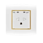 فيش عالمى ثلاثي الفتحات 16 أمبير الفنار موديل أمنية المقاس  7x7 اللون أبيض بحلقة ذهبى