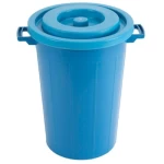 HDPE Plastic Waste Bin, Capacity 56 Liters, Size 45x45x65 cm, Blue Color, Model GHAVS